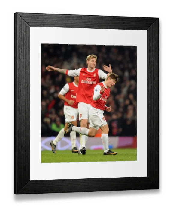 Framed Print : Andrey Arshavin celebrates scoring the 1st Arsenal goal with Nicklas Bendtner