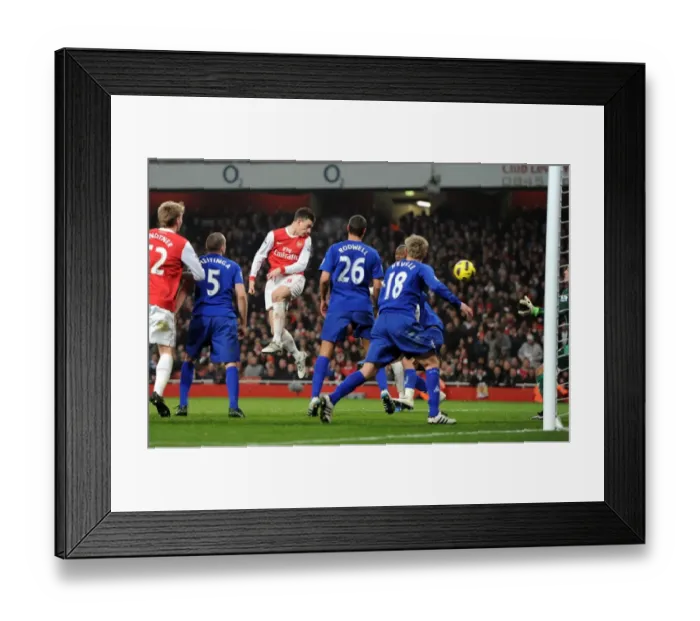 Framed Print : Laurent Koscielny scores Arsenals 2nd goal. Arsenal 2: 1 Everton. Barclays Premier League Framed Print : Laurent Koscielny scores Arsenals 2nd goal. Arsenal 2: 1 Everton. Barclays Premier League