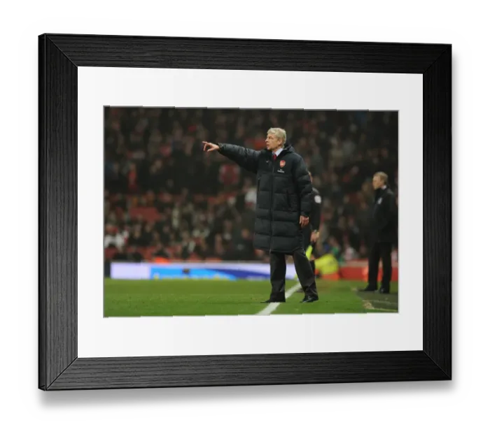 Framed Print : Arsene Wenger Celebrates Arsenal's 2-1 Premier League Victory over Everton at Emirates Stadium, 2011