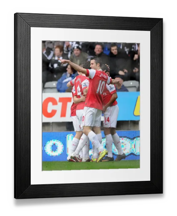 Framed Print : Theo Walcott celebrates scoring the 1st Arsenal goal with Cesc Fabregas Framed Print : Theo Walcott celebrates scoring the 1st Arsenal goal with Cesc Fabregas