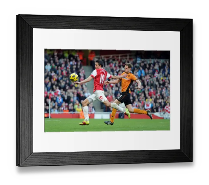 Framed Print : Robin van Persie (Arsenal) Richard Stearman (Wolves). Arsenal 2: 0 Wolverhampton Wanderers Framed Print : Robin van Persie (Arsenal) Richard Stearman (Wolves). Arsenal 2: 0 Wolverhampton Wanderers