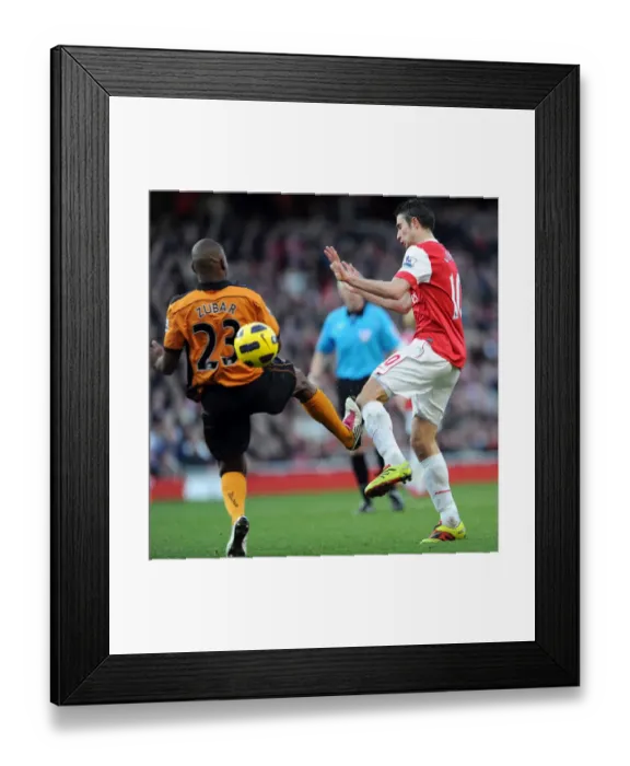 Framed Print : Robin van Persie (Arsenal) Ronald Zubar (Wolves). Arsenal 2: 0 Wolverhampton Wanderers