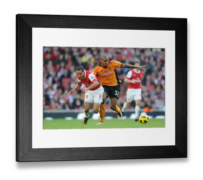 Framed Print : Theo Walcott (Arsenal) Ronald Zubar (Wolves). Arsenal 2: 0 Wolverhampton Wanderers
