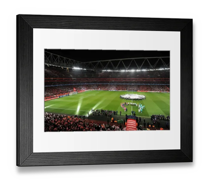 Framed Print : Arsenal vs. Barcelona: Arsenal Leads 1-0 at Emirates Stadium - UEFA Champions League, Round 16, 1st Leg