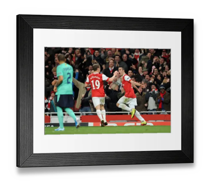 Framed Print : Robin van Persie's Thrilling Goal: Arsenal Takes the Lead Against Barcelona in Champions League
