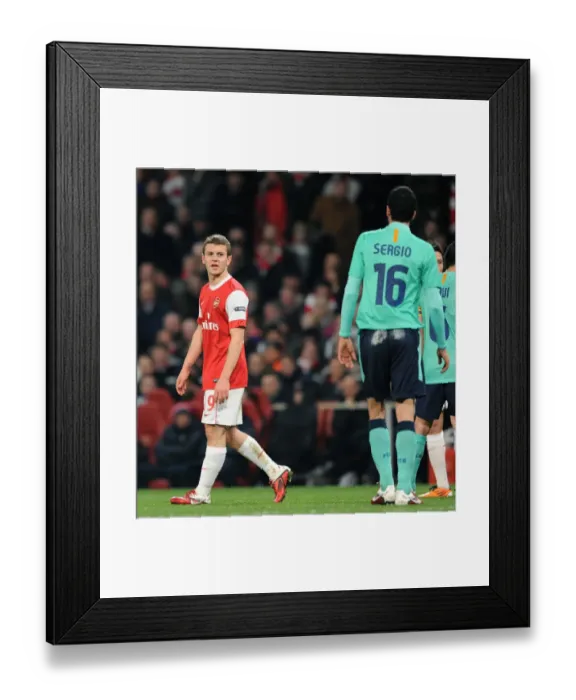 Framed Print : Jack Wilshere (Arsenal) Sergio Busquets (Barcelona). Arsenal 2: 1 Barcelona