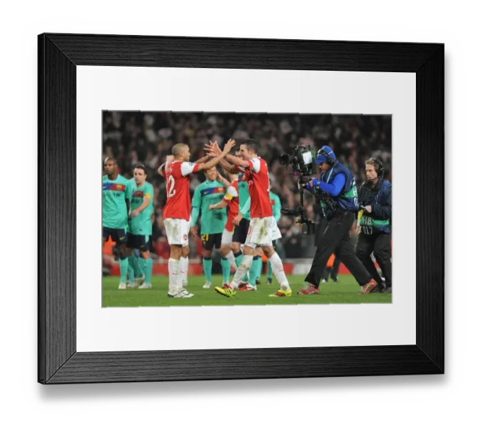 Framed Print : Gael Clichy and Robin van Persie (Arsenal) celebrate at the end of the match Framed Print : Gael Clichy and Robin van Persie (Arsenal) celebrate at the end of the match