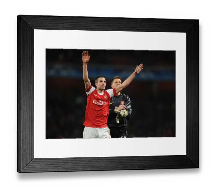 Framed Print : Robin van Persie (Arsenal) celebrates at the end of the match. Arsenal 2: 1 Barcelona Framed Print : Robin van Persie (Arsenal) celebrates at the end of the match. Arsenal 2: 1 Barcelona