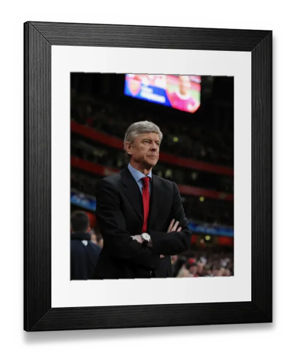Framed Print : Arsene Wenger and Arsenal Stun Barcelona with 2-1 UEFA Champions League Victory