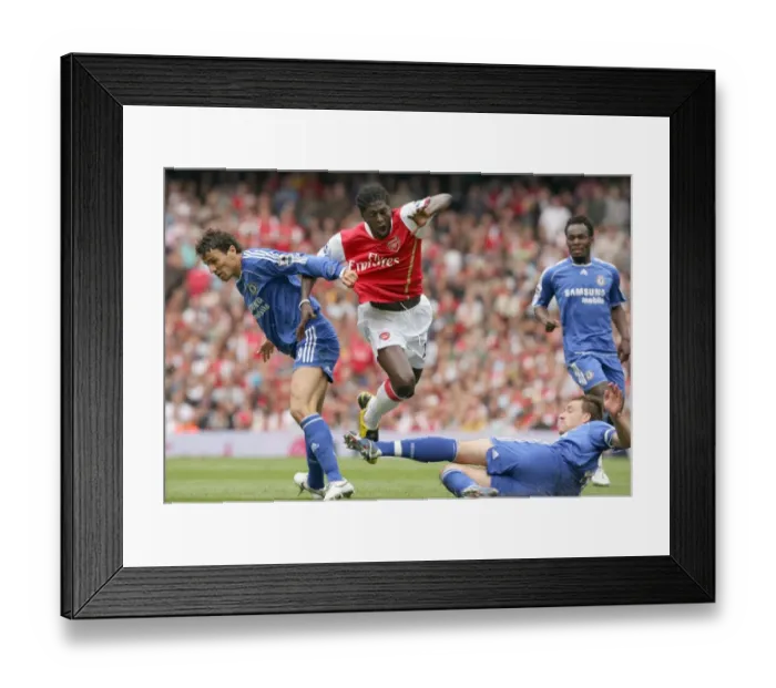 Framed Print : Emmanuel Adebayor (Arsenal) Khalid Boulahrouz and John Terry (Chelsea) Framed Print : Emmanuel Adebayor (Arsenal) Khalid Boulahrouz and John Terry (Chelsea)