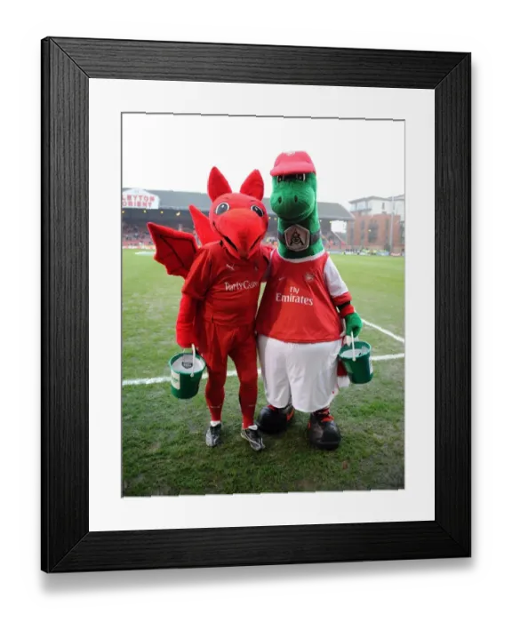 Framed Print : Gunner and the Orient mascot. Leyton Orient 1: 1 Arsenal. FA Cup 5th Round