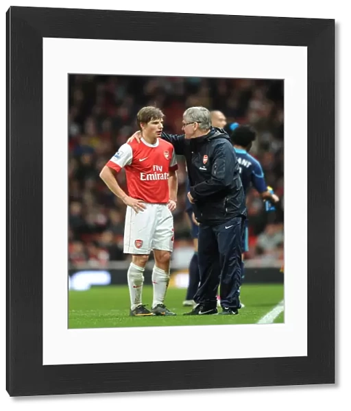 Arsenal assistant manager Pat Rice with Andrey Arshavin. Arsenal 1: 0 Stoke City