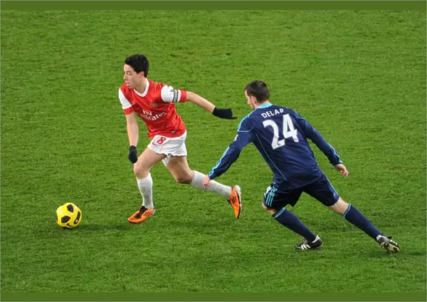 Samir Nasri (Arsenal) Rory Delap (Stoke). Arsenal 1: 0 Stoke City. Barclays Premier League