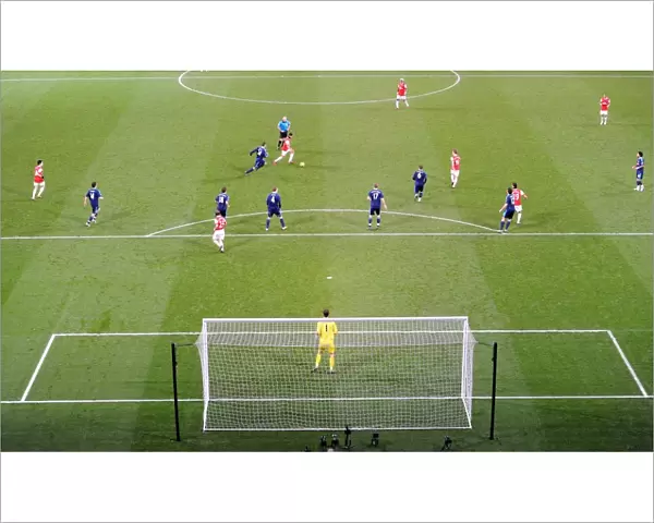 Arsenal penalty area. Arsenal 1: 0 Stoke City. Barclays Premier League. Emirates Stadium