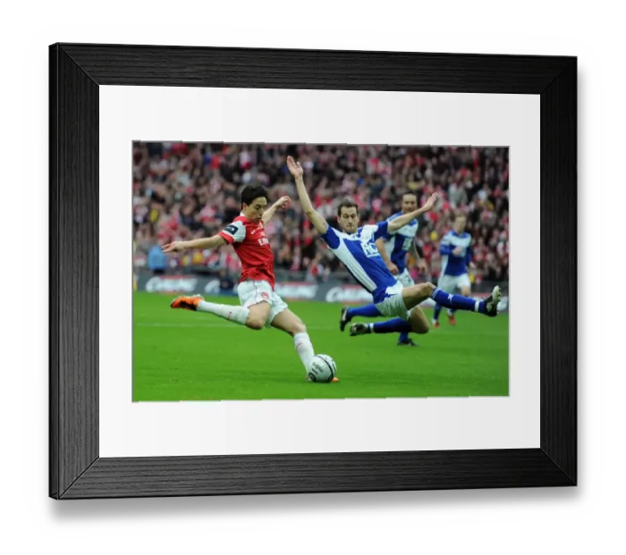 Framed Print : Samir Nasri (Arsenal) Roger Johnson (Birmingham). Arsenal 1: 2 Birmingham City