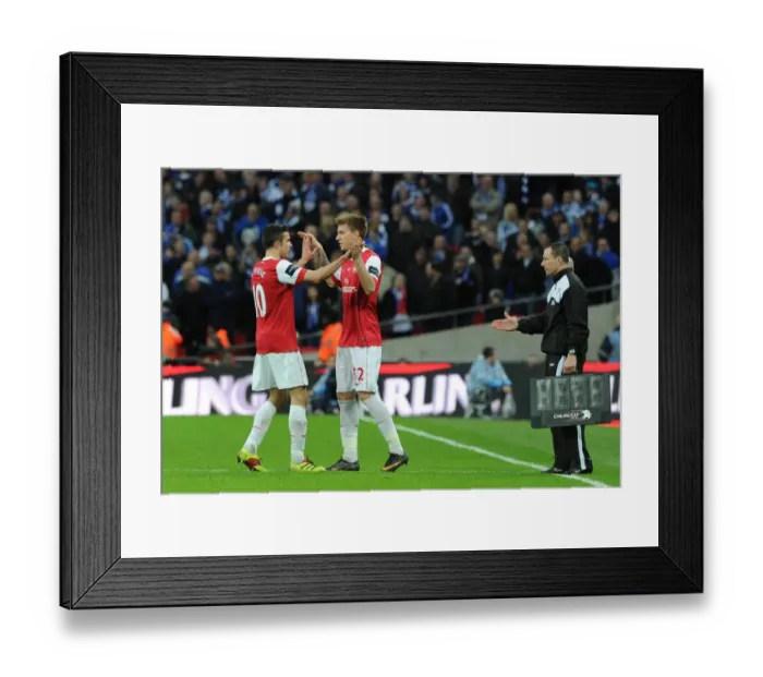 Framed Print : Arsenal substitute Nicklas Bendtner comes on the field for the injured Robin van Persie