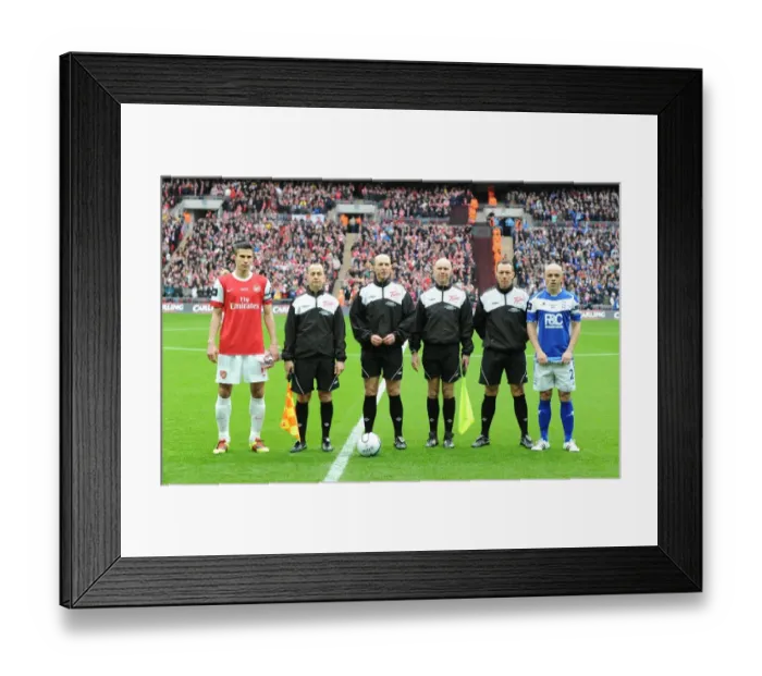 Framed Print : Captains : Robin van Persie (Arsenal), Stephen Carr (Birmingham) line up with officials before the match. Arsenal 1: 2 Birmingham City, Carling Cup Final, Wembley Stadium, London, 27 / 2 / 2011. Credit : Stuart MacFarlane / Arsenal Framed Print : Captains : Robin van Persie (Arsenal), Stephen Carr (Birmingham) line up with officials before the match. Arsenal 1: 2 Birmingham City, Carling Cup Final, Wembley Stadium, London, 27 / 2 / 2011. Credit : Stuart MacFarlane / Arsenal