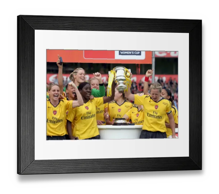 Framed Print : Anita Asanta and Jayne Ludlow (Arsenal) lift the FA Cup Trophy Framed Print : Anita Asanta and Jayne Ludlow (Arsenal) lift the FA Cup Trophy
