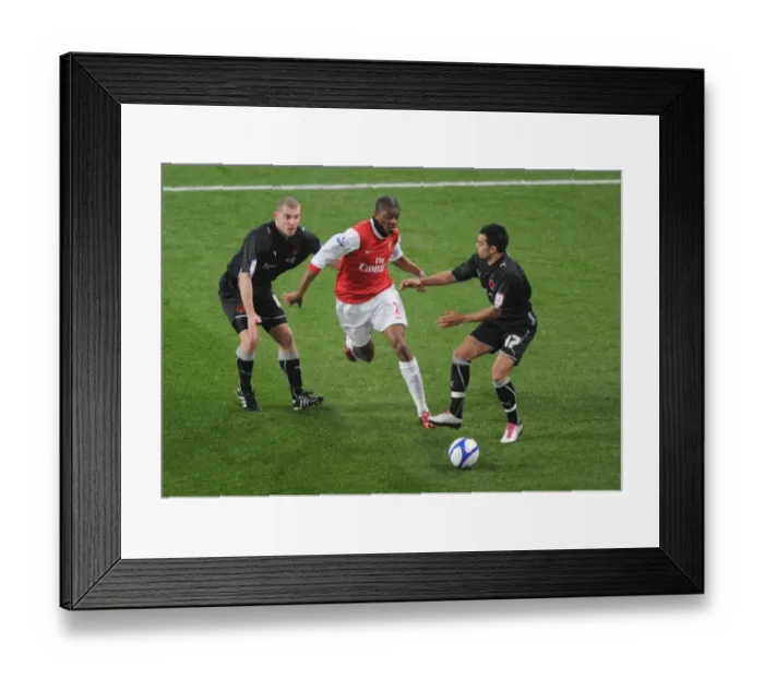 Framed Print : Abou Diaby (Arsenal) Stephen Dawson and Jason Crowe (Orient). Arsenal 5: 0 Leyton Orient
