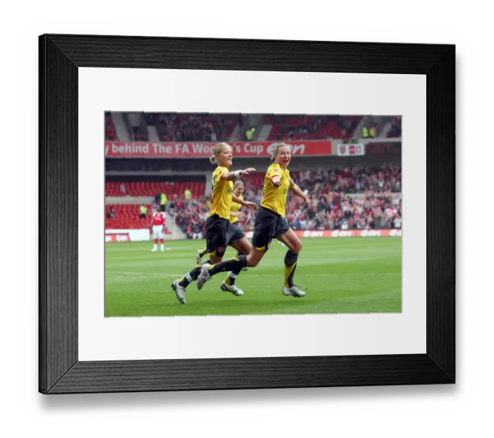 Framed Print : Jayne Ludlow and Katie Chapman: Celebrating Arsenal's Second Goal in FA Cup Final Victory Framed Print : Jayne Ludlow and Katie Chapman: Celebrating Arsenal's Second Goal in FA Cup Final Victory