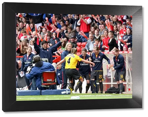 Jayne Ludlow and Team Celebrate Arsenal's Third Goal in FA Cup Final Win over Charlton Athletic (2007)