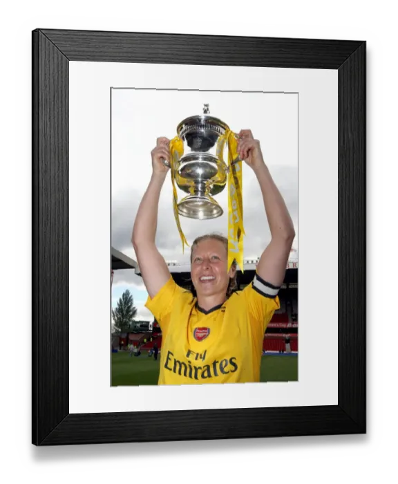 Framed Print : Arsenal's Jayne Ludlow Celebrates FA Cup Victory with the Trophy: Arsenal Ladies 4-1 Charlton Athletic (2007 FA Cup Final) Framed Print : Arsenal's Jayne Ludlow Celebrates FA Cup Victory with the Trophy: Arsenal Ladies 4-1 Charlton Athletic (2007 FA Cup Final)
