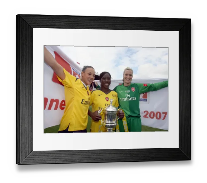 Framed Print : Lianne Sanderson, Anita Asante and Emma Byrne (Arsenal) celebrate after the match Framed Print : Lianne Sanderson, Anita Asante and Emma Byrne (Arsenal) celebrate after the match