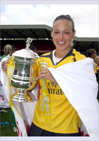 Lianne Sanderson (Arsenal) with the FA Cup Trophy