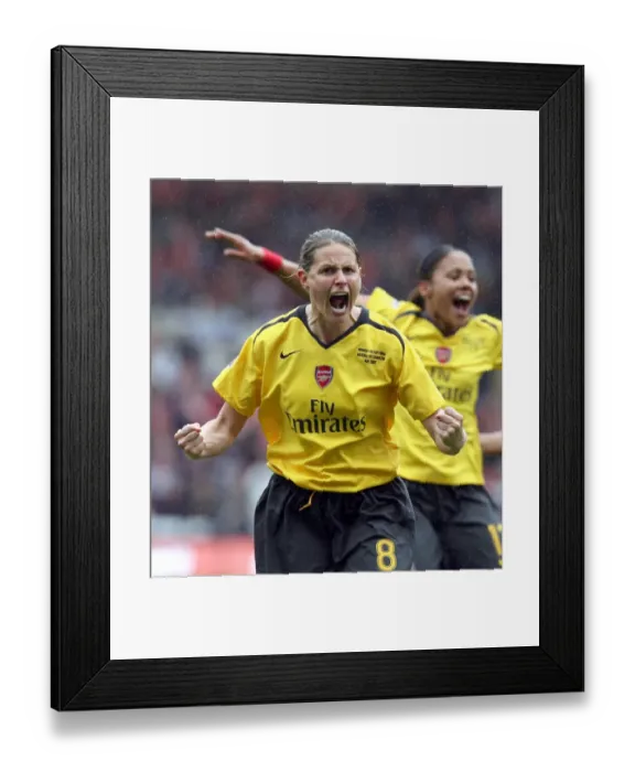 Framed Print : Kelly Smith (Arsenal) celebrates their 2nd goal