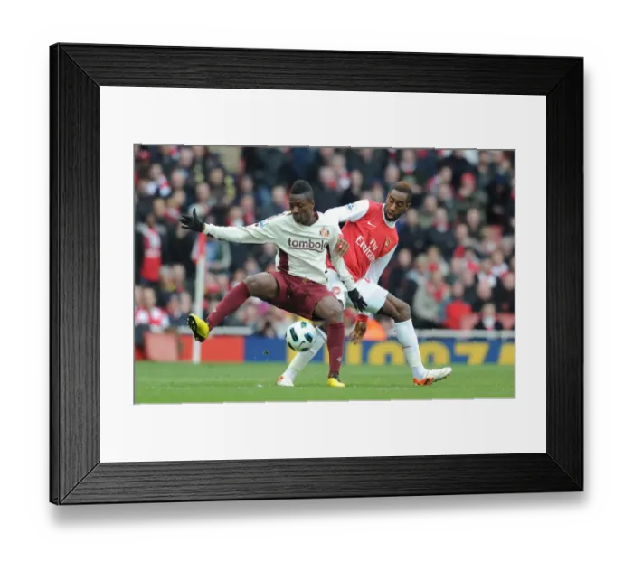 Framed Print : Johan Djourou (Arsenal) Asamoah Gyan (Sunderland). Arsenal 0: 0 Sunderland