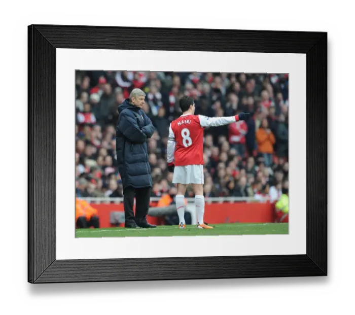 Framed Print : Arsenal manager Arsene Wenger with Samir Nasri. Arsenal 0: 0 Sunderland Framed Print : Arsenal manager Arsene Wenger with Samir Nasri. Arsenal 0: 0 Sunderland