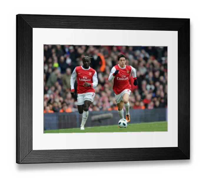 Framed Print : Samir Nasri and Bacary Sagna (Arsenal). Arsenal 0: 0 Sunderland. Barclays Premier League