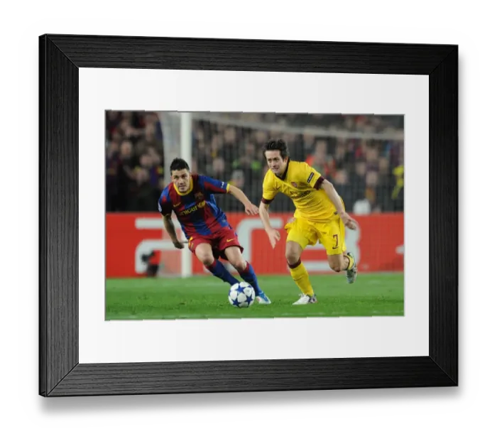 Framed Print : Tomas Rosicky (Arsenal) David Villa (Barcelona). Barcelona 3: 1 Arsenal