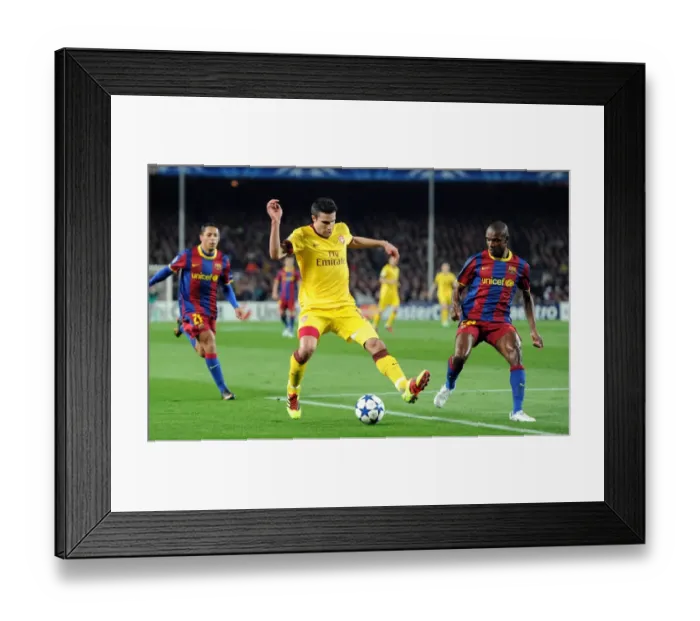 Framed Print : Van Persie vs. Abidal: Barcelona's Triumph over Arsenal in the Champions League (2011)