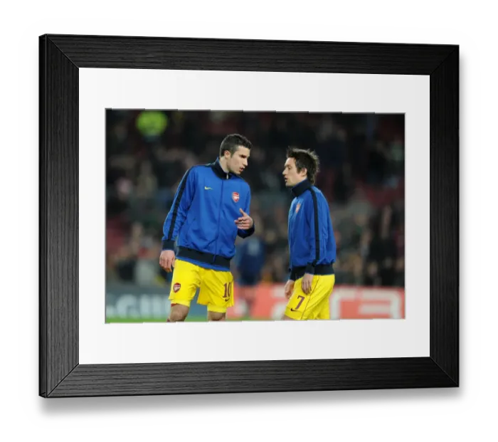 Framed Print : Robin van Persie and Tomas Rosicky (Arsenal). Barcelona 3: 1 Arsenal. UEFA Champions League Framed Print : Robin van Persie and Tomas Rosicky (Arsenal). Barcelona 3: 1 Arsenal. UEFA Champions League