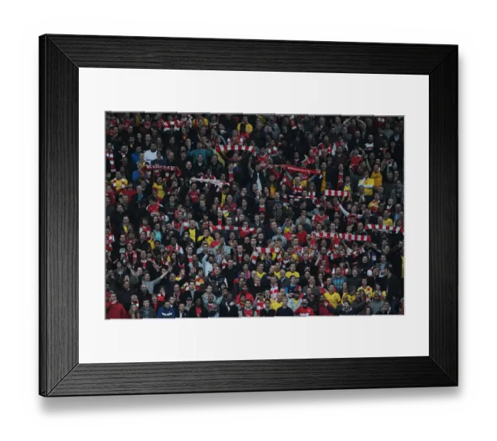 Framed Print : Arsenal fans. Manchester United 2: 0 Arsenal, FA Cup Sixth Round, Old Trafford Framed Print : Arsenal fans. Manchester United 2: 0 Arsenal, FA Cup Sixth Round, Old Trafford