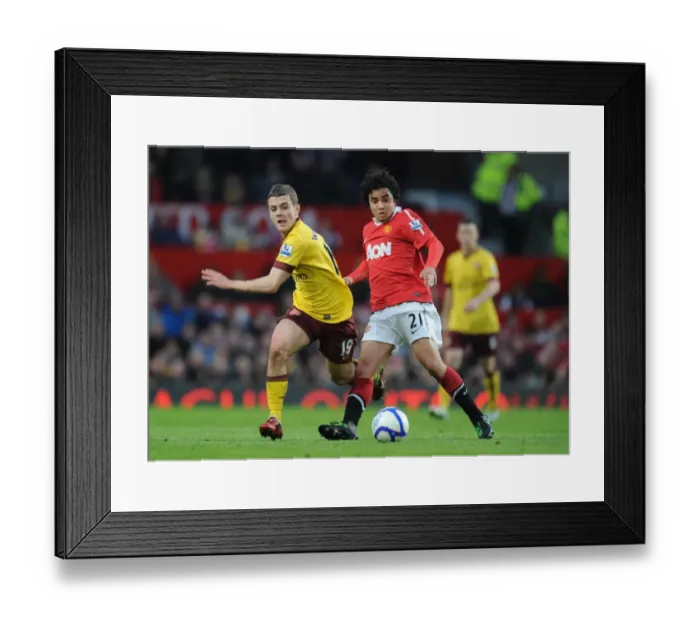 Framed Print : Wilshere vs. Rafael: Manchester United's Victory in FA Cup Sixth Round (2:0)