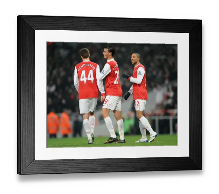 Framed Print : Gael Clichy celebrates scoring Arsenals 5th goal with Conor Henderson Framed Print : Gael Clichy celebrates scoring Arsenals 5th goal with Conor Henderson
