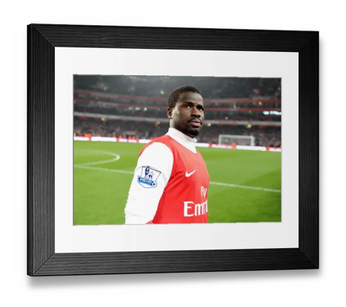 Framed Print : Arsenal's Emmanuel Eboue Celebrates Fifth Goal Against Leyton Orient in FA Cup 5th Round Replay