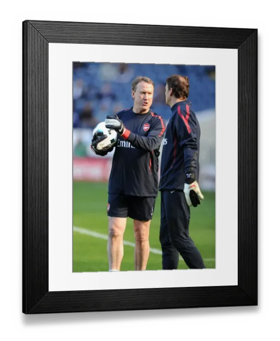 Framed Print : Arsenal goalkeeping coach Gerry Payton with Jens Lehmann. West Bromwich Albion 2