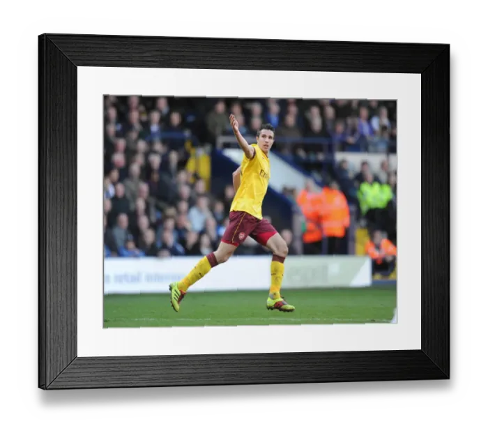 Framed Print : Robin van Persie celebrates scoring the 2nd Arsenal goal. West Bromwich Albion 2