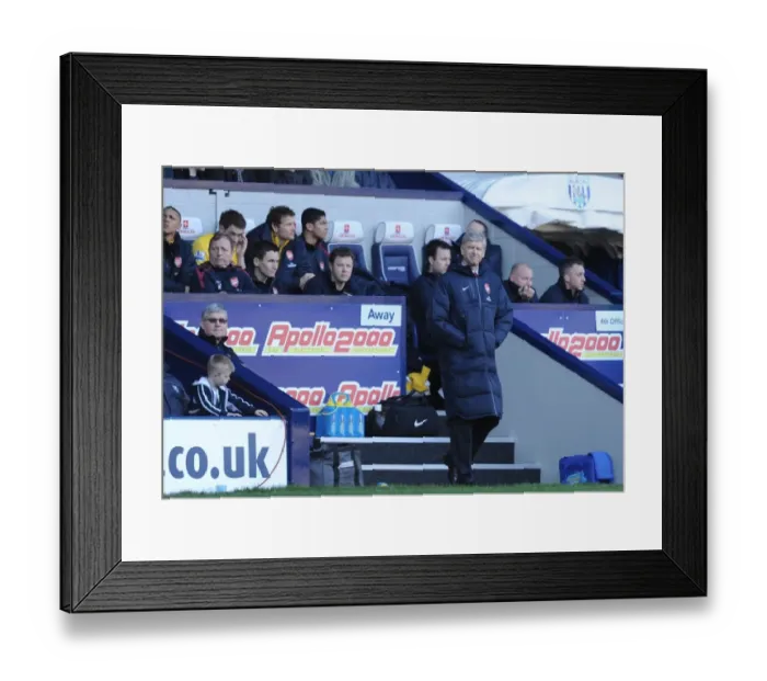 Framed Print : Arsenal manager Arsene Wenger. West Bromwich Albion 2: 2 Arsenal, Barclays Premier League
