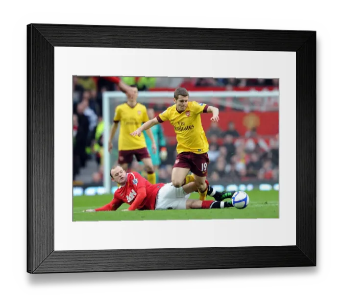 Framed Print : Wayne Rooney Fouls Jack Wilshere: Manchester United vs Arsenal, FA Cup Sixth Round, 2010