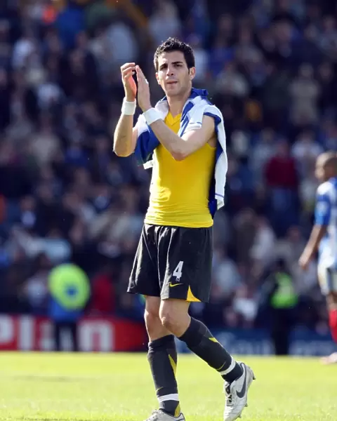 Cesc Fabregas (Arsenal) claps the fans at the end of the match