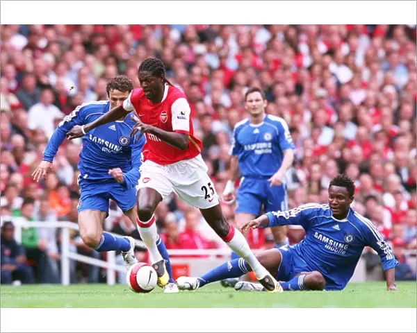 Emmanuel Adebayor (Arsenal) Kahlid Boularhouz and Jon Obe Mikel (Chelsea)