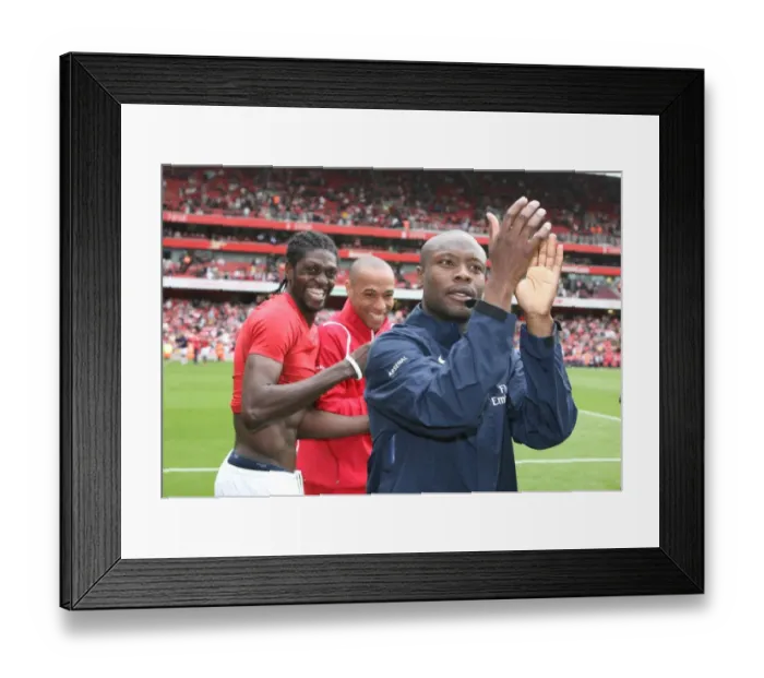 Framed Print : William Gallas, Emmanuel Adebayor and Thierry Henry (Arsenal) Framed Print : William Gallas, Emmanuel Adebayor and Thierry Henry (Arsenal)