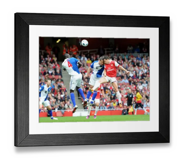 Framed Print : Samir Nasri (Arsenal) clashes heads with Ryan Nelson (Blackburn). Arsenal 0 Framed Print : Samir Nasri (Arsenal) clashes heads with Ryan Nelson (Blackburn). Arsenal 0