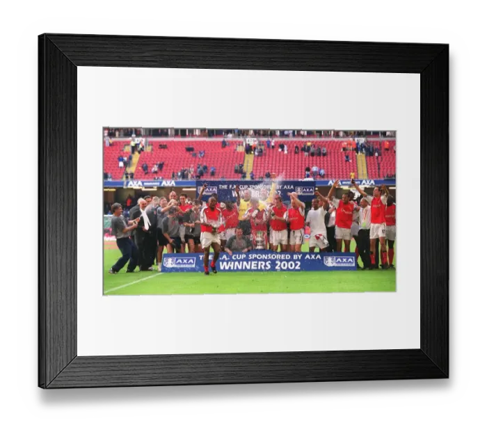 Framed Print : Arsenal's FA Cup Victory: The Squad Celebrates at The AXA FA Cup Final, Millennium Stadium, Cardiff, Wales (April 5, 2002) - Credit: Stuart MacFarlane  /  Arsenal Football Club