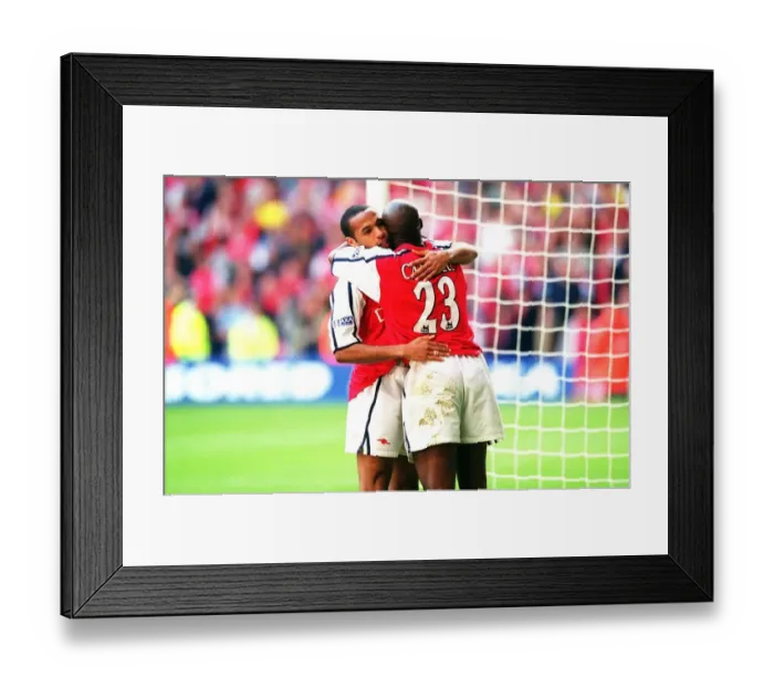 Framed Print : Thierry Henry and Sol Campbell celebrate the Arsenla victory Framed Print : Thierry Henry and Sol Campbell celebrate the Arsenla victory