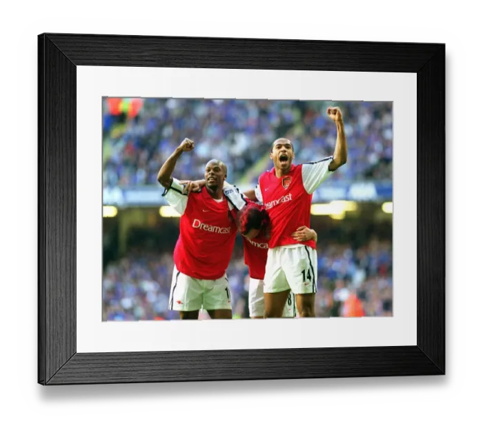 Framed Print : Fredrik Ljungberg and Thierry Henry Celebrate Arsenal's 2-0 Goal Against Chelsea in the 2002 FA Cup Final